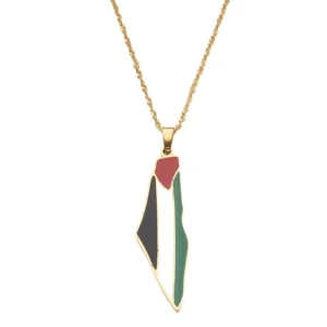 Palestina flagga karta halsband  - Palestina flagga karta halsband  Ny Färg guld