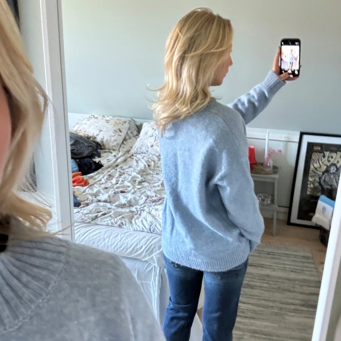 Ljusblå stickad tröja🩵 - 90