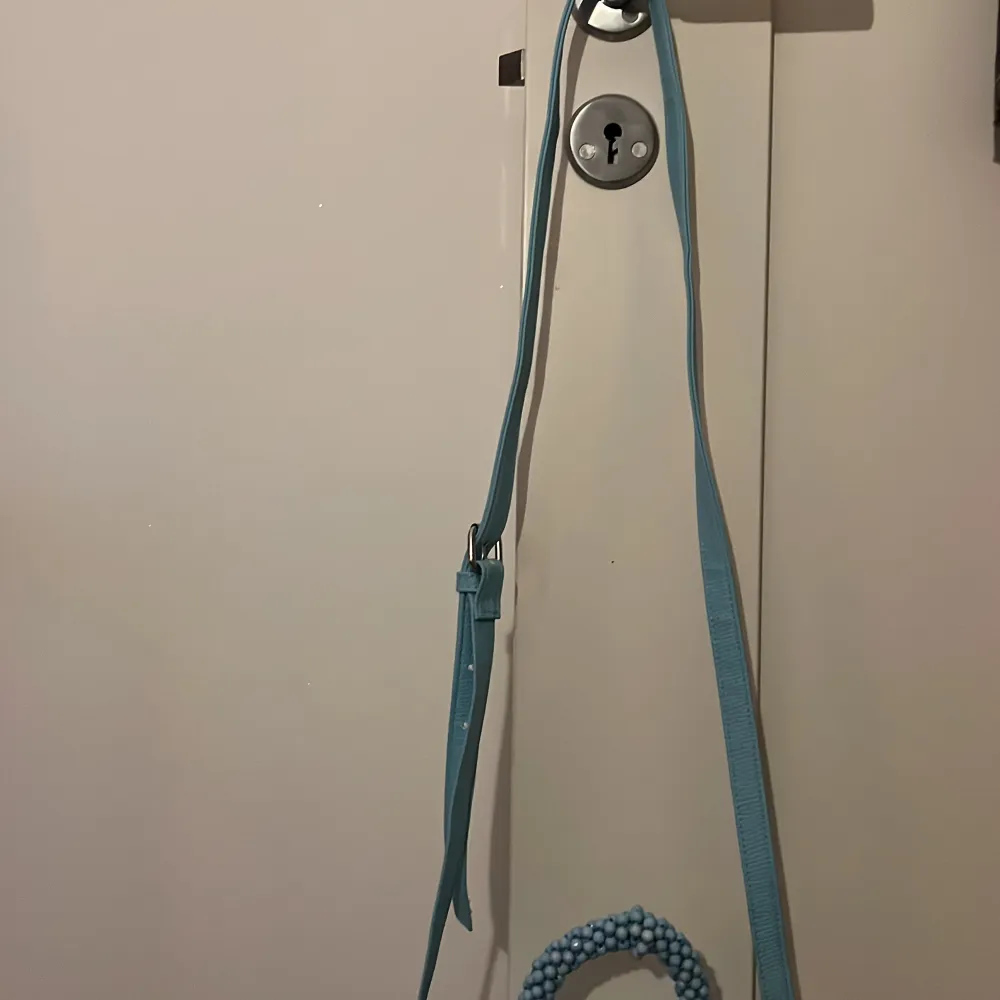 SÀljer en superfin ljusblÄ axelvÀska med ett unikt pÀrlhandtag. VÀskan Àr perfekt för bÄde vardag och fest och har en stilren design. Den Àr gjord i ett syntetmaterial och har en praktisk axelrem för enkel anvÀndning. Perfekt för att ge din outfit en fÀrgklick!. Laukut & KÀsilaukut.