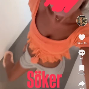 Orange kortärmad topp - SÖKER! Söker denna jätte fina blusen som jag tror är från new yorker. Om ni ser någon som säljer eller om ni säljer så skriv det gärna till mig. 