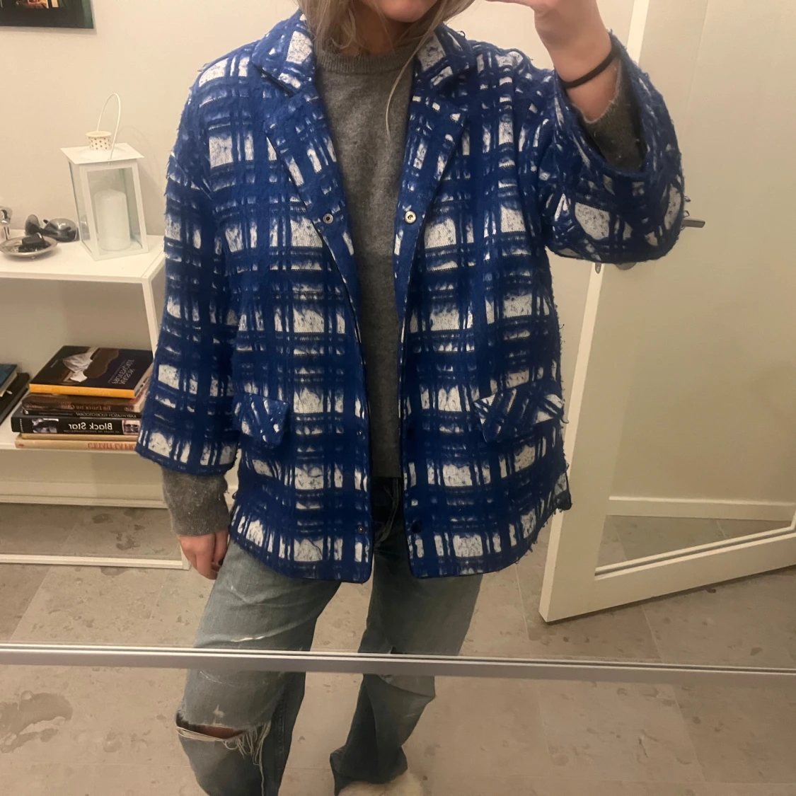 Blå och vit rutig jacka från Custommade