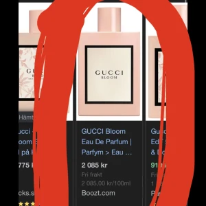 Gucci Bloom Eau de Parfum 50 ml - Gucci Bloom Eau de Parfum i en elegant, rektangulär flaska med en mjuk rosa nyans. Det är mer än hälften i själva parfym flaskan. Säljer den väldigt billigt eftersom jag fått den av en släkting💕💕