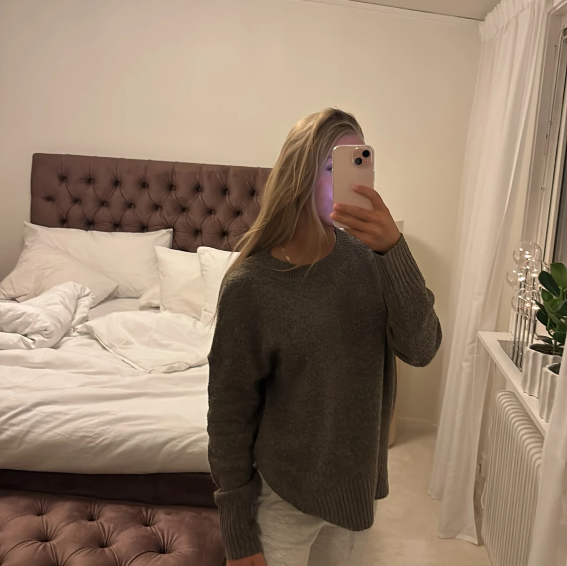 Grå stickad tröja - 90