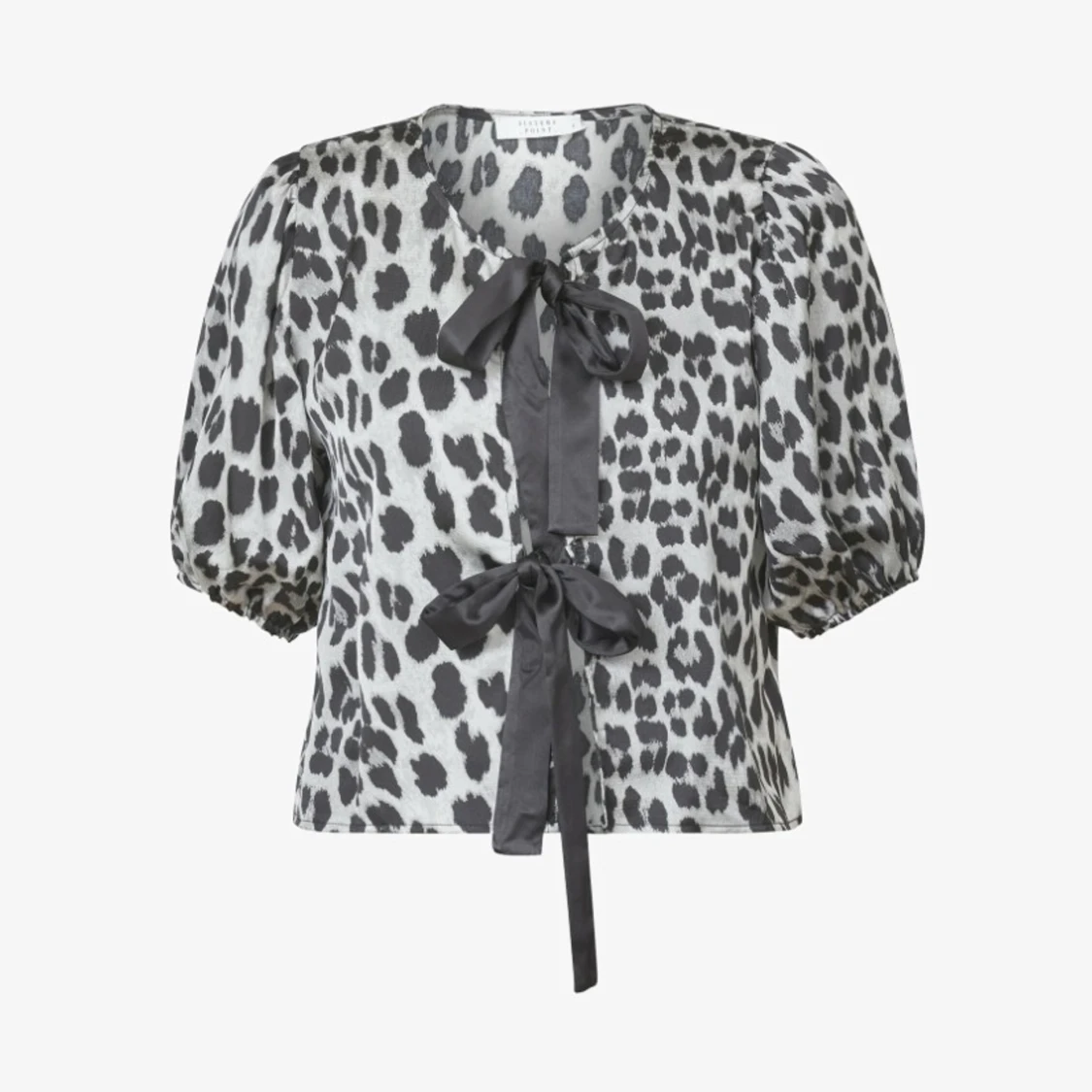 Leopardmönstrad blus med knytband