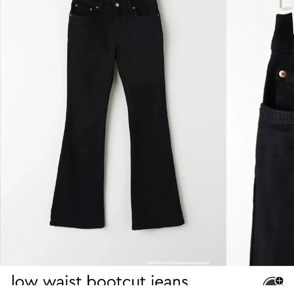 Snygga svarta lågmidjade bootcut jeans från Gina tricot. Säljer för de kommer inte till användning . Farkut & Housut.