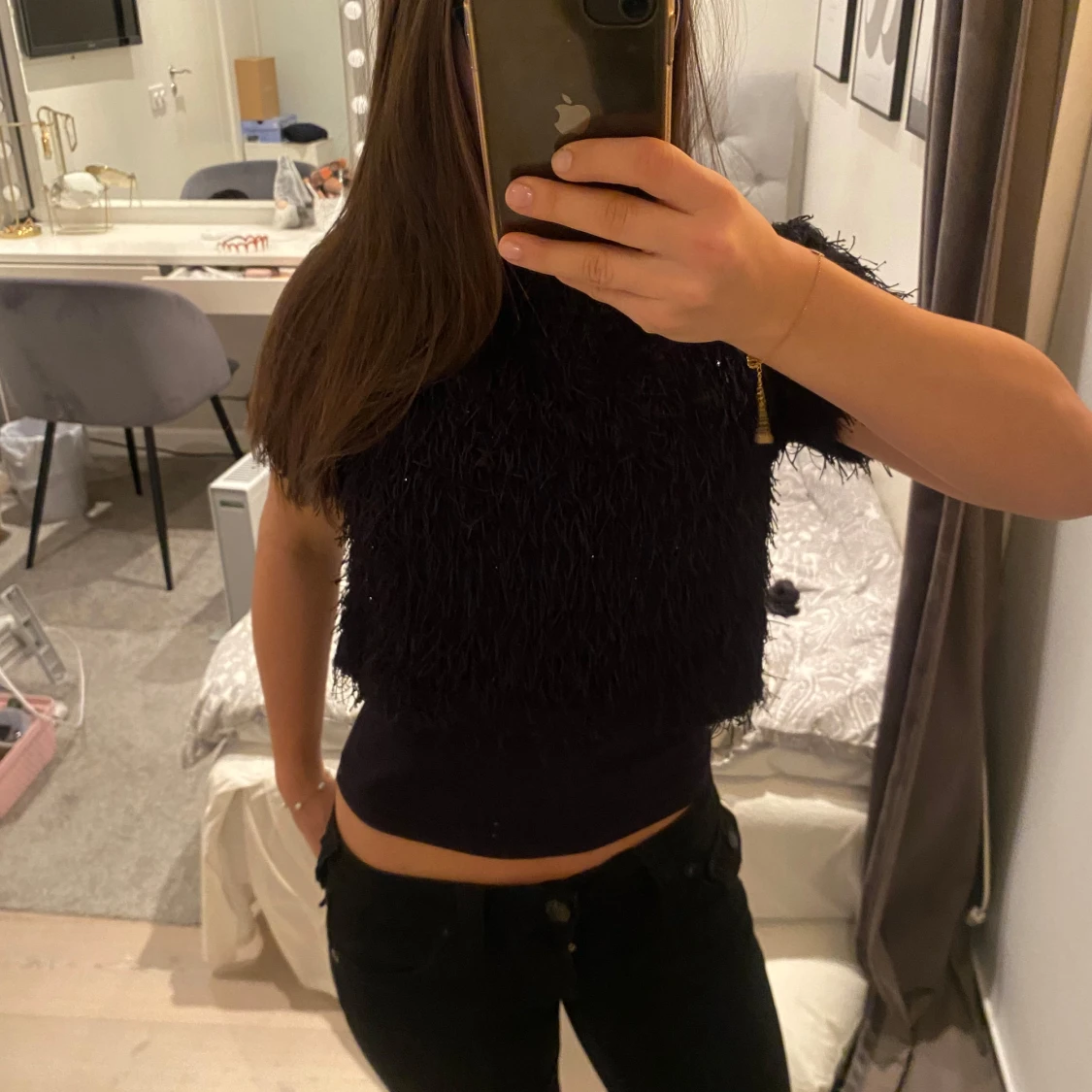 Svart glittrig topp - 90