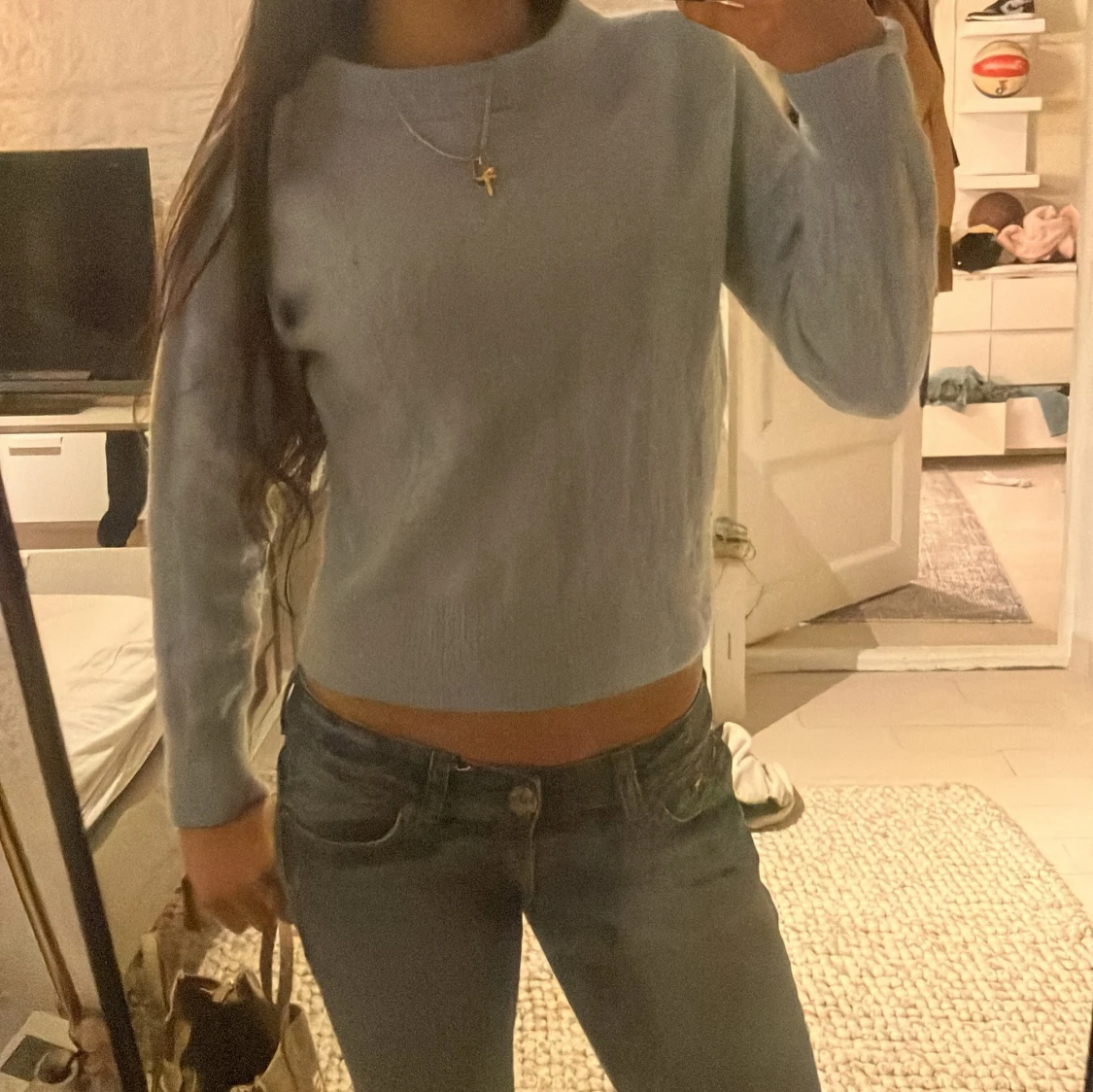 Ljusblå mohairtröja från H&M 