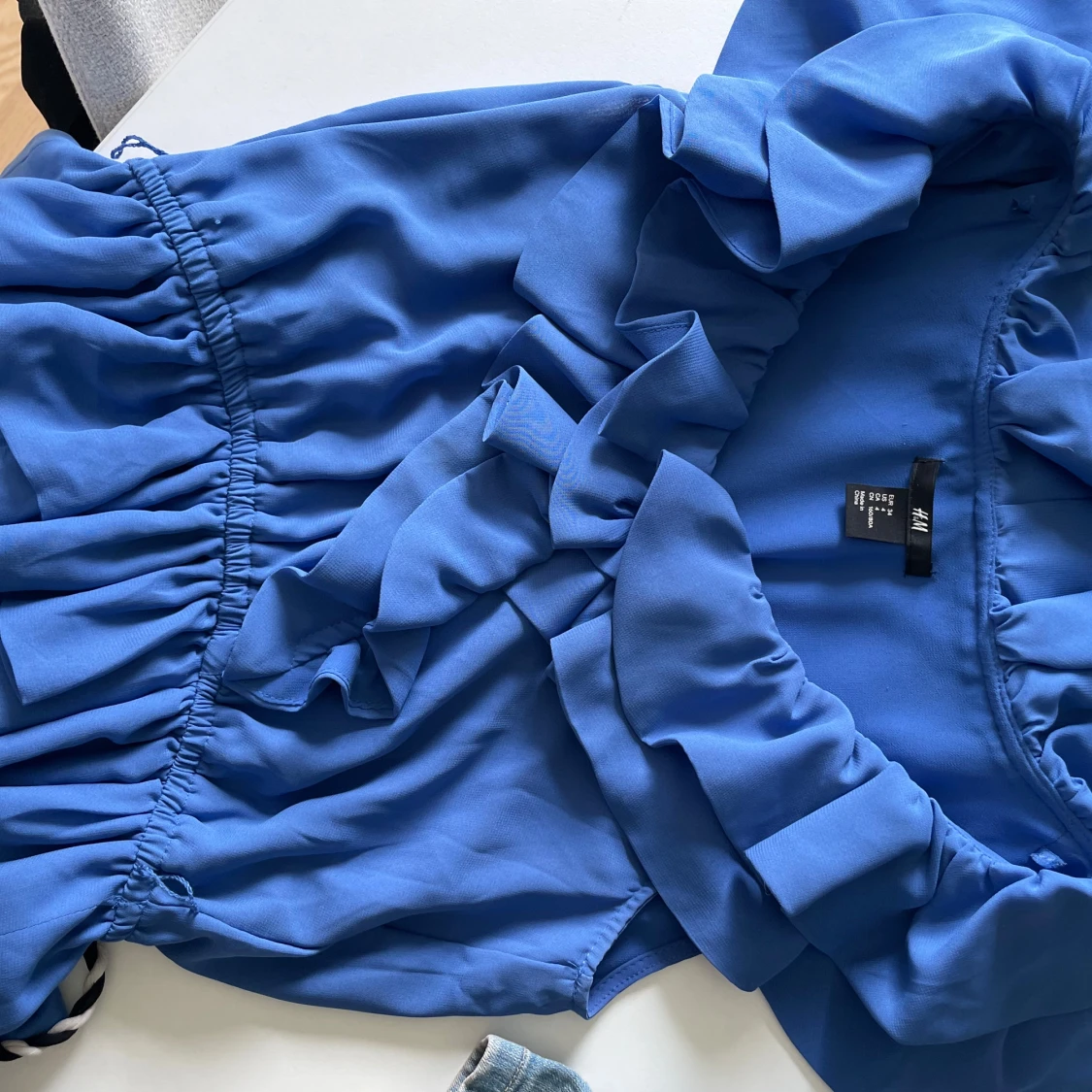 Blå volangtopp - 90