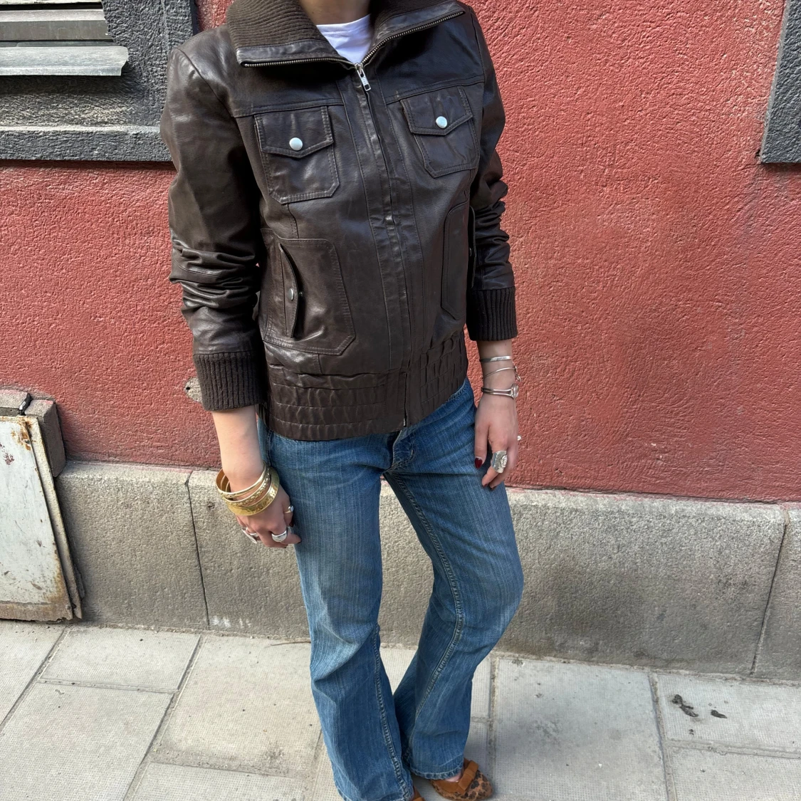 Brun skinnjacka - 92