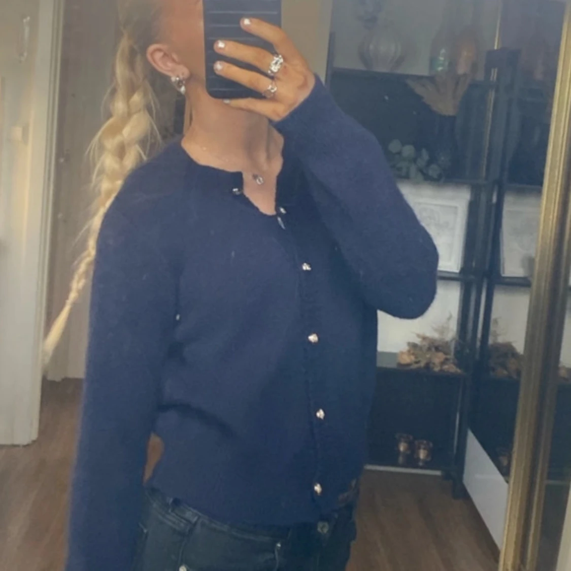 Mörkblå kofta med knappar - 90