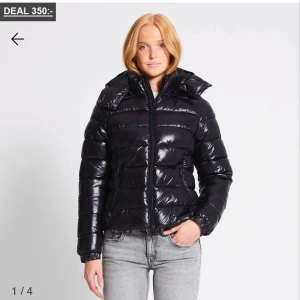 Svart pufferjacka - Säljer en snygg svart pufferjacka i oanvänt skick. Jackan har en glansig yta och är perfekt för kalla dagar. Den har en dragkedja framtill och långa ärmar. Perfekt för både höst och vinter!