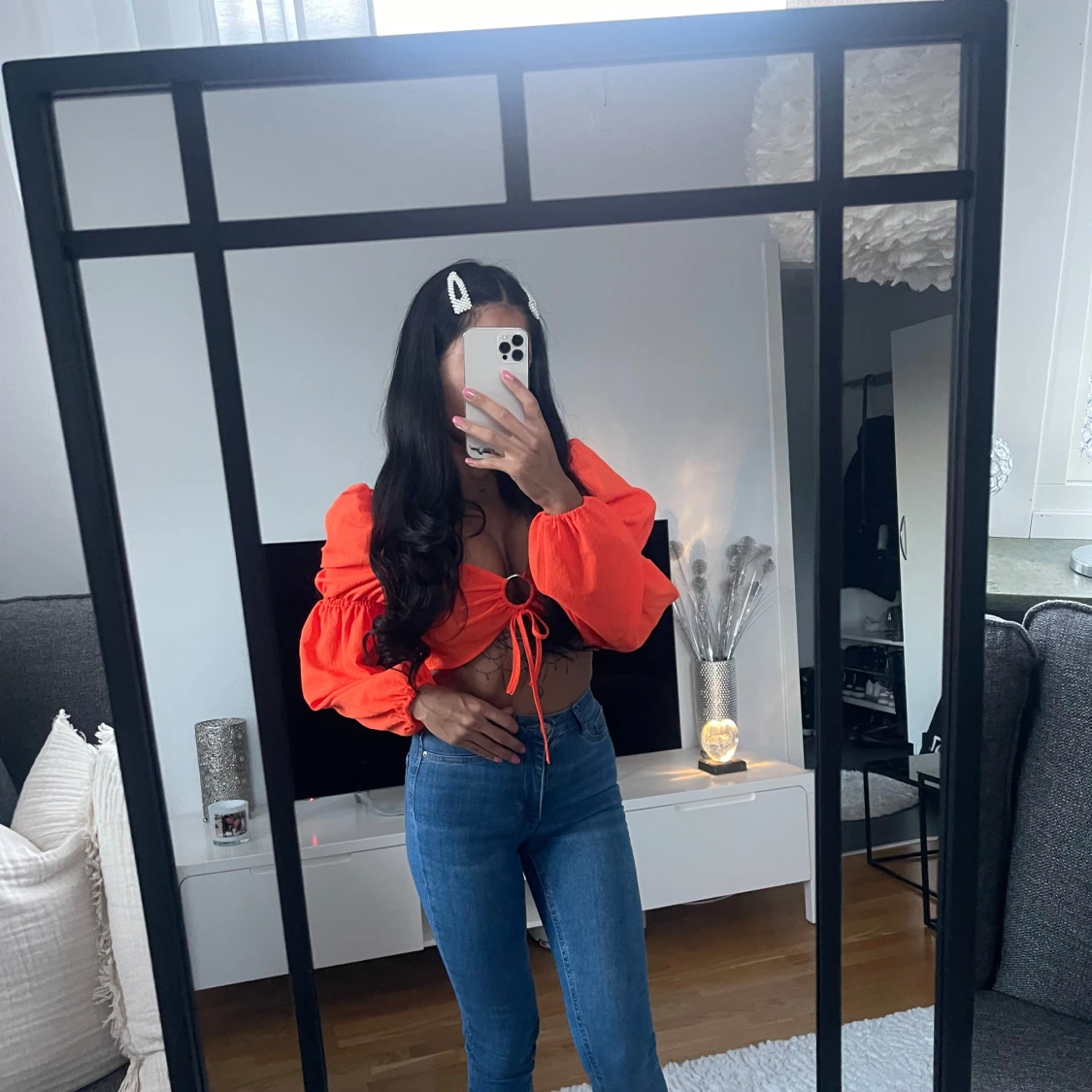 Orange croppad topp - 90