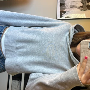 Grå hoodie - Snygg skön kortare hoodie i bra skick