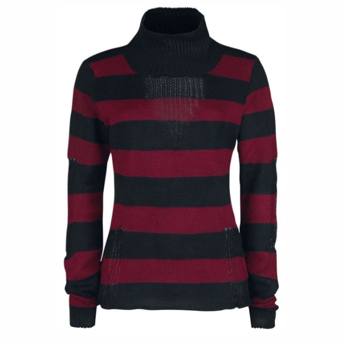 Randig stickad polotröja