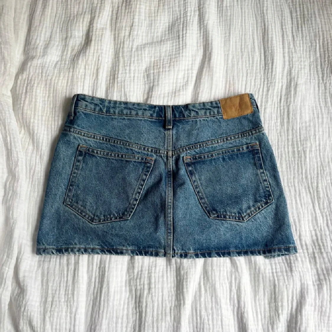 Blå långmidjad jeanskjol - 3