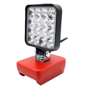 Portabel LED Spotlight för Milwaukee 18V Batteri  - Denna bärbara och kraftfulla LED-spotlight är det perfekta valet för både arbetsplatser och utomhusaktiviteter som camping och fiske. Kompatibel med Milwaukee 18V-batterier (batteri medföljer ej), ger denna sladdlösa arbetslampa ett stabilt ljus som är idealiskt för nödsituationer och dagligt bruk. Dess kompakta design och tåliga konstruktion gör den till ett mångsidigt verktyg.  Egenskaper:  Stark LED-belysning: Utrustad med premium LED-dioder som ger en ljusstark och pålitlig ljuskälla. 