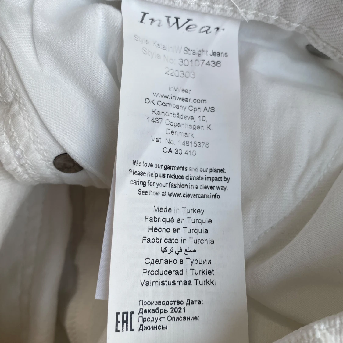 Nya vita jeans i strl W27 från Inwear, modell Katelin/W straight jeans - 91