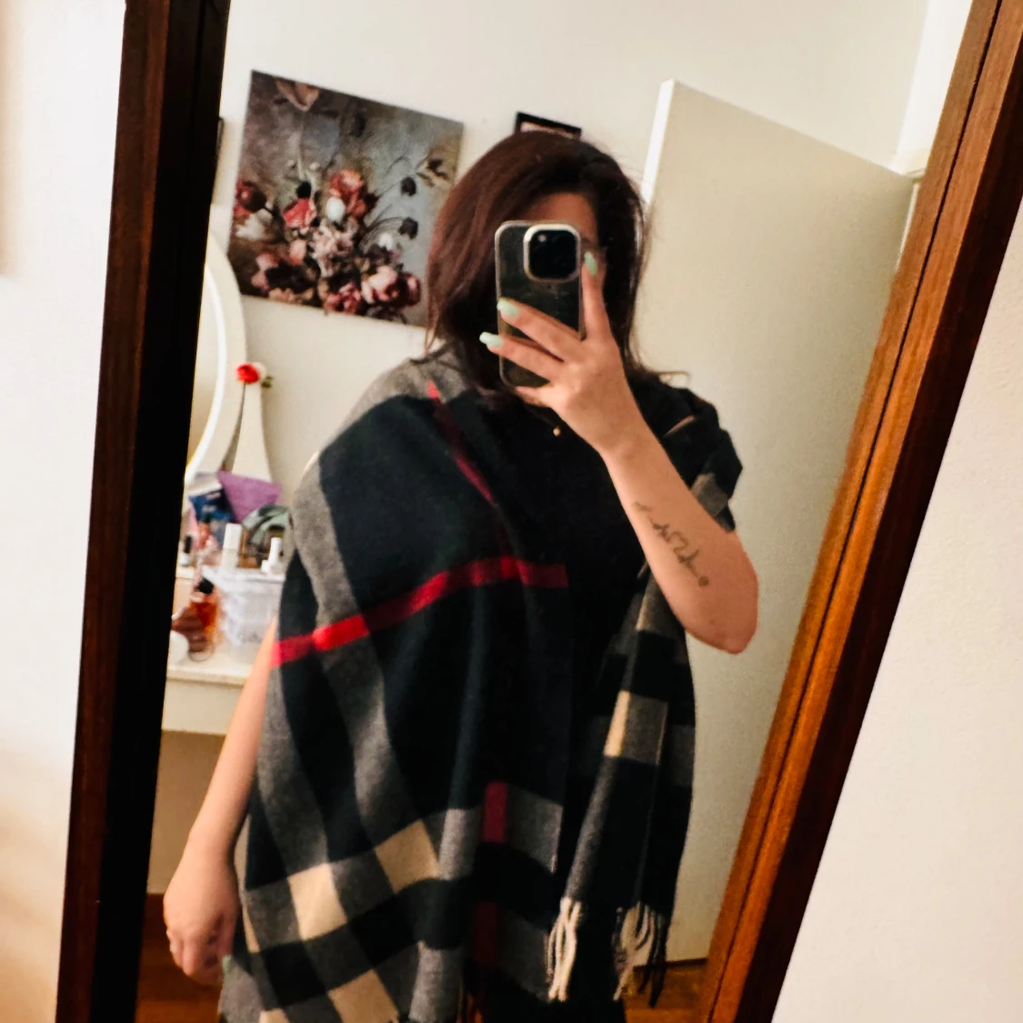 Rutig halsduk i blandad ull - 92