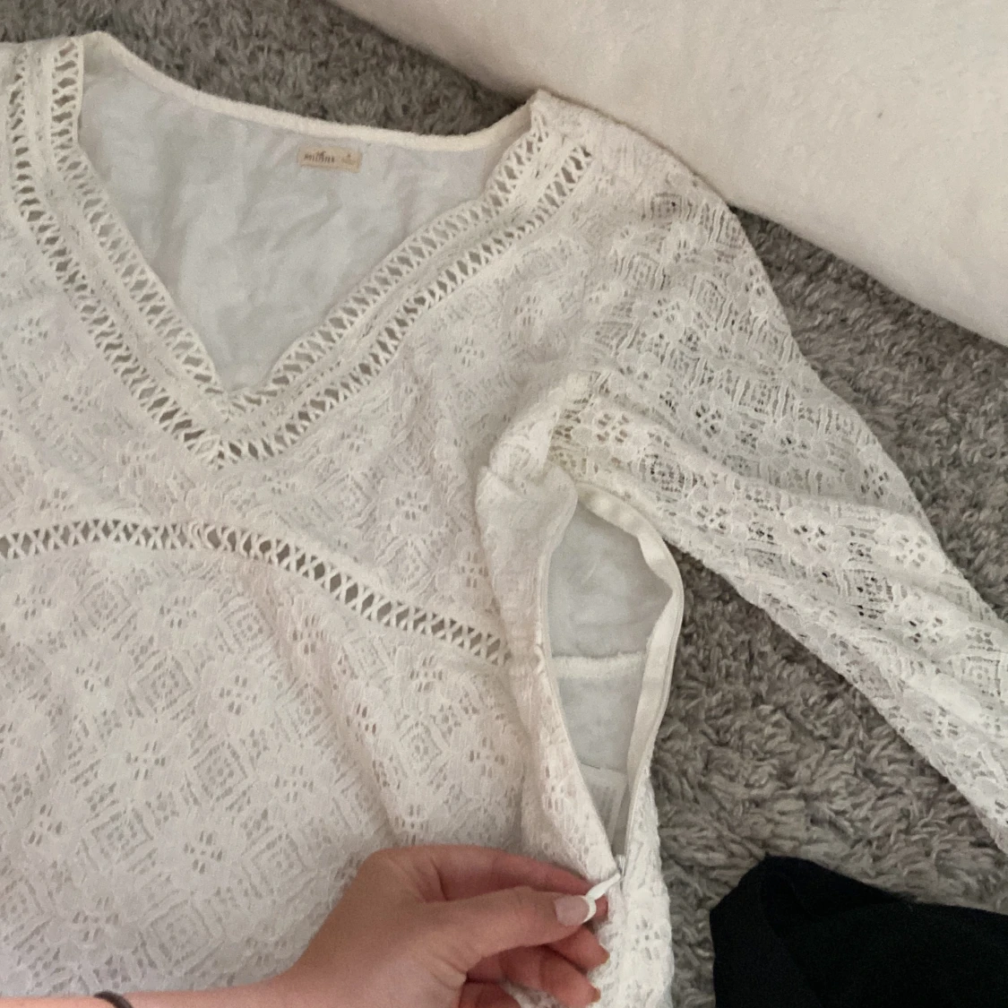 Långärmad vit spets topp - 92