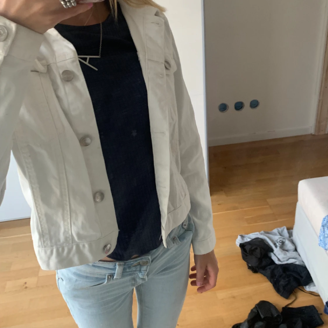 Vit jeans jacka - 90