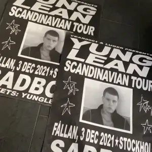 Säljer denna Yung Lean poster har två stycken så finns en till annons med ännu en poster! 250kr för en 400 för båda! Välj alternativet PostNord för frakt då affisch rullar inte får plats i Instabox boxarna! 