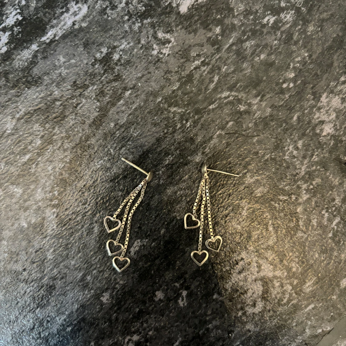 Fina äkta silver hjärt örhängen - 1