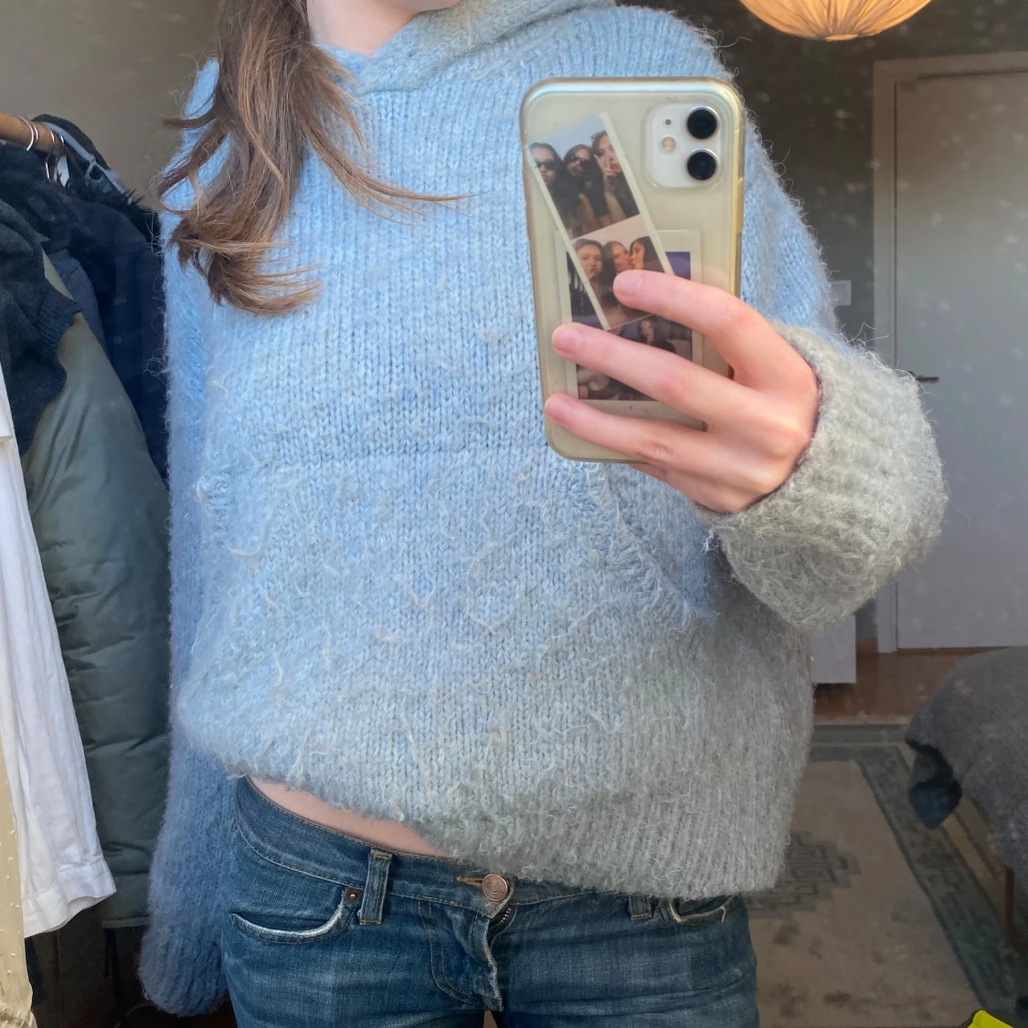 Ljusblå stickad hoodie från Zara - 91