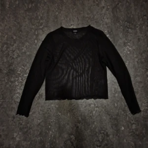 Svart transparent tröja från Monki - Säljer en svart transparent tröja från Monki i storlek M. Perfekt för lager-på-lager looken eller en utekväll. Tröjan har långa ärmar och en croppad passform som ger en trendig stil. Passar både till vardags och fest!