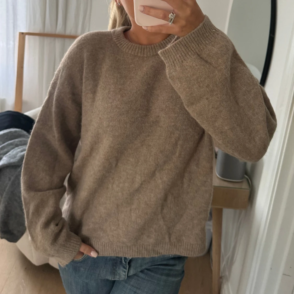 Beige stickad tröja arket - 90