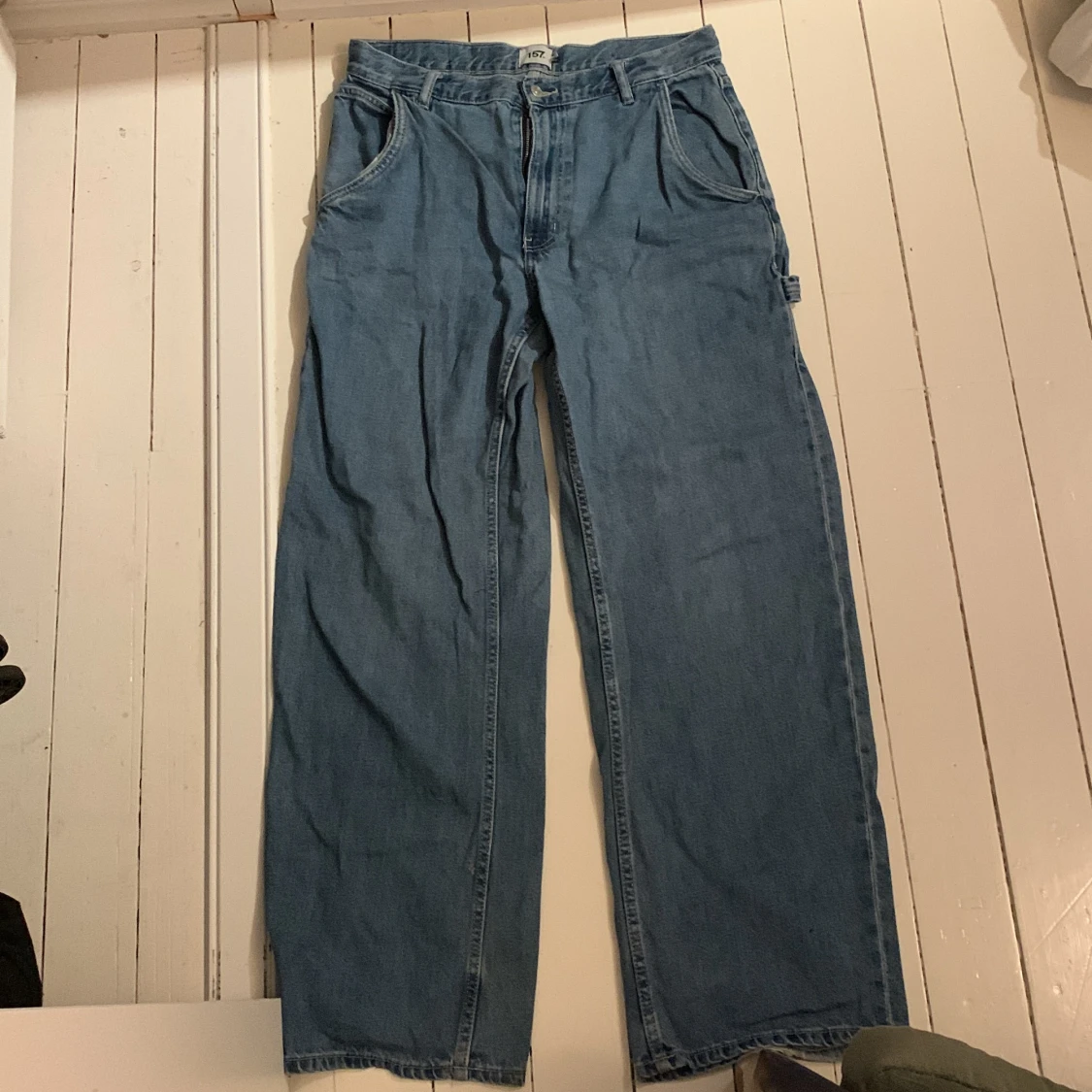 Blå cargopants i jeansmaterial