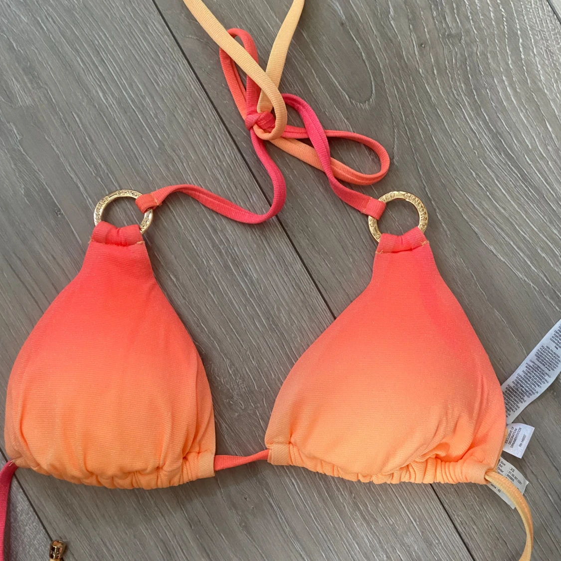 Orange och gul bikiniöverdel - 90