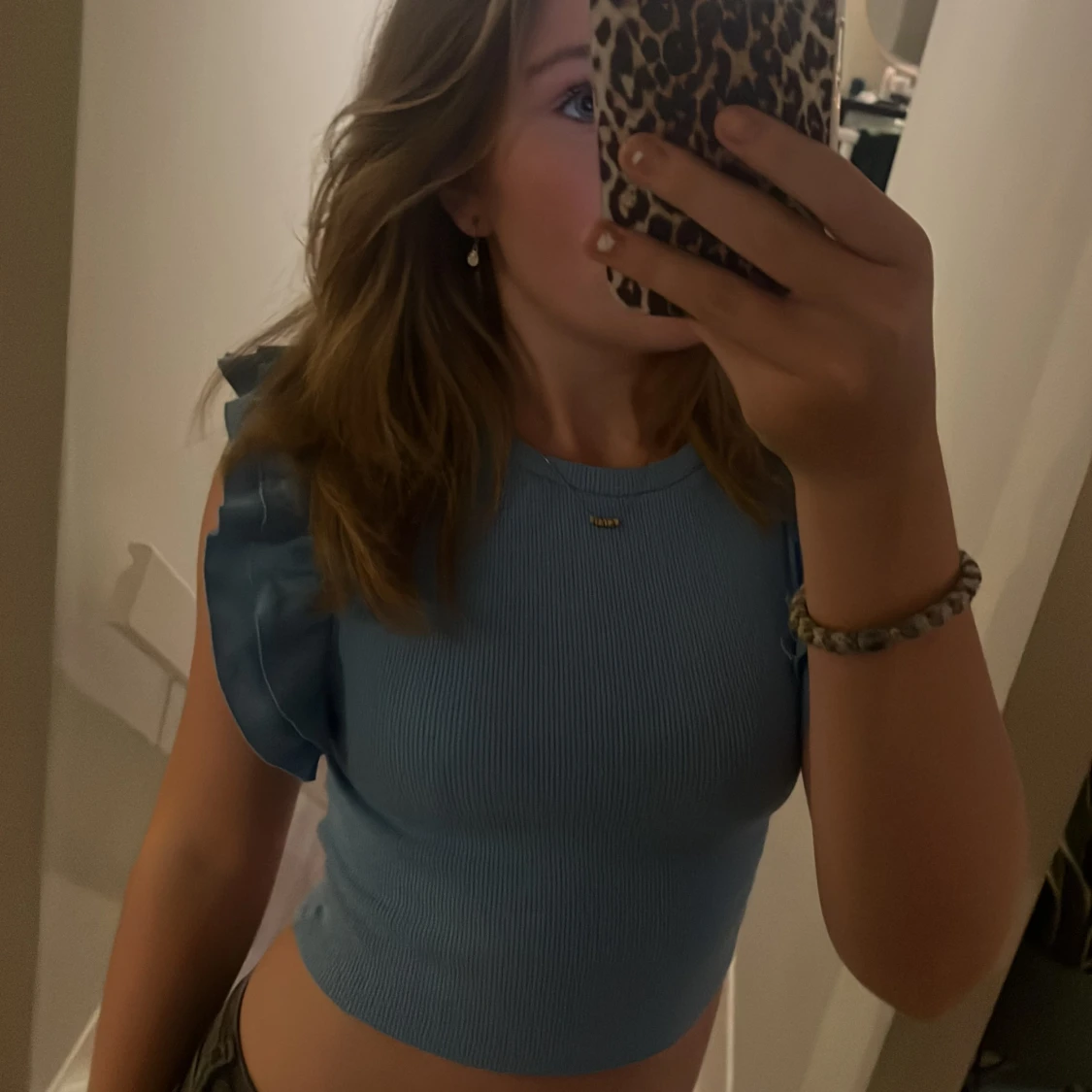 Blå ribbad topp från Zara