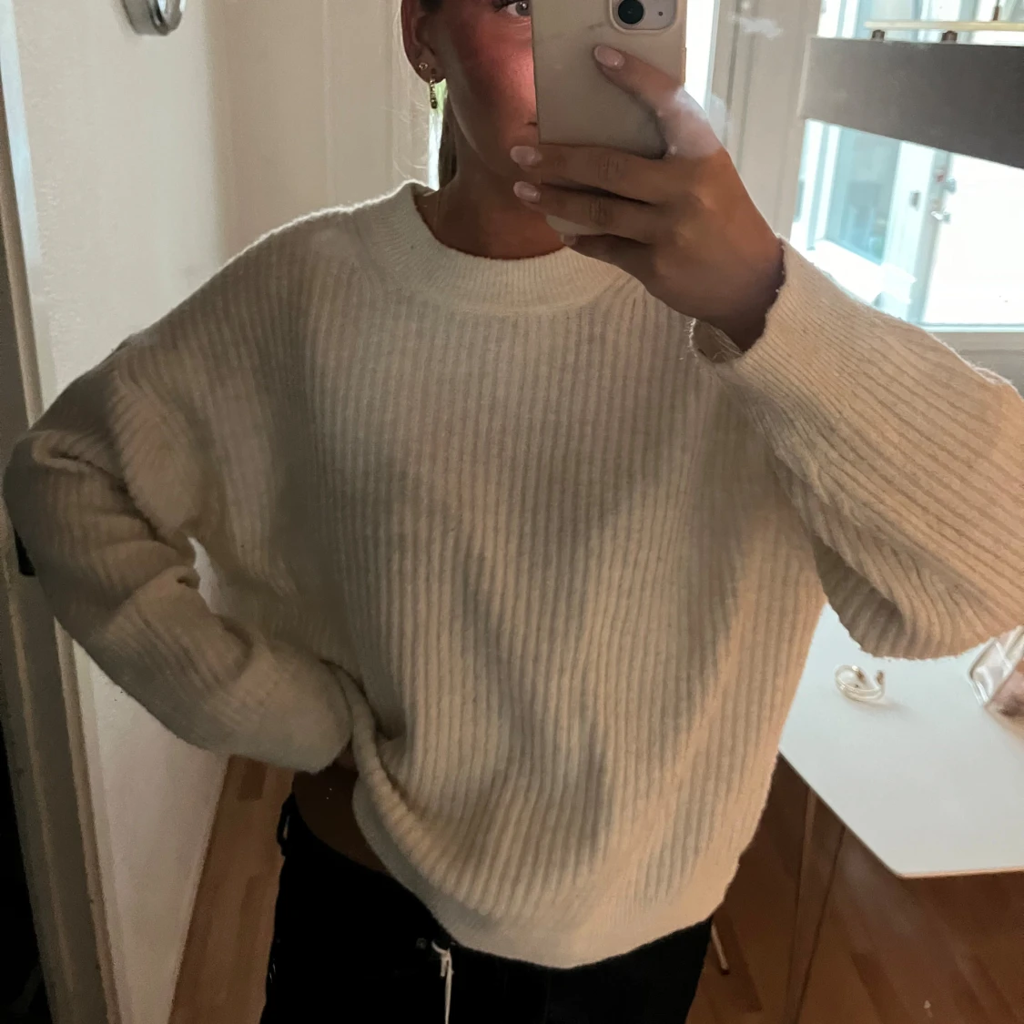 ribbad stickad tröja - 90