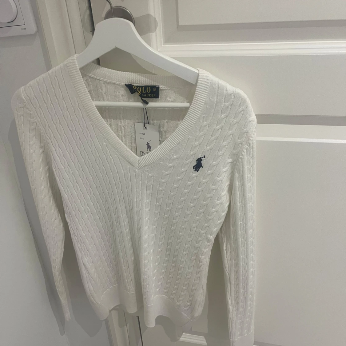 Vit stickad tröja från Polo Ralph Lauren