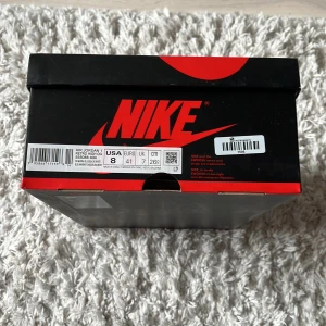 Nike Air Jordan 1 i blått och svart - Säljer ett par Nike Air Jordan 1 i en snygg kombination av blått och svart. Skorna har klassisk snörning och en hög siluett som ger ett stilrent intryck. Perfekta för sneaker-entusiaster som vill ha något unikt i sin samling.