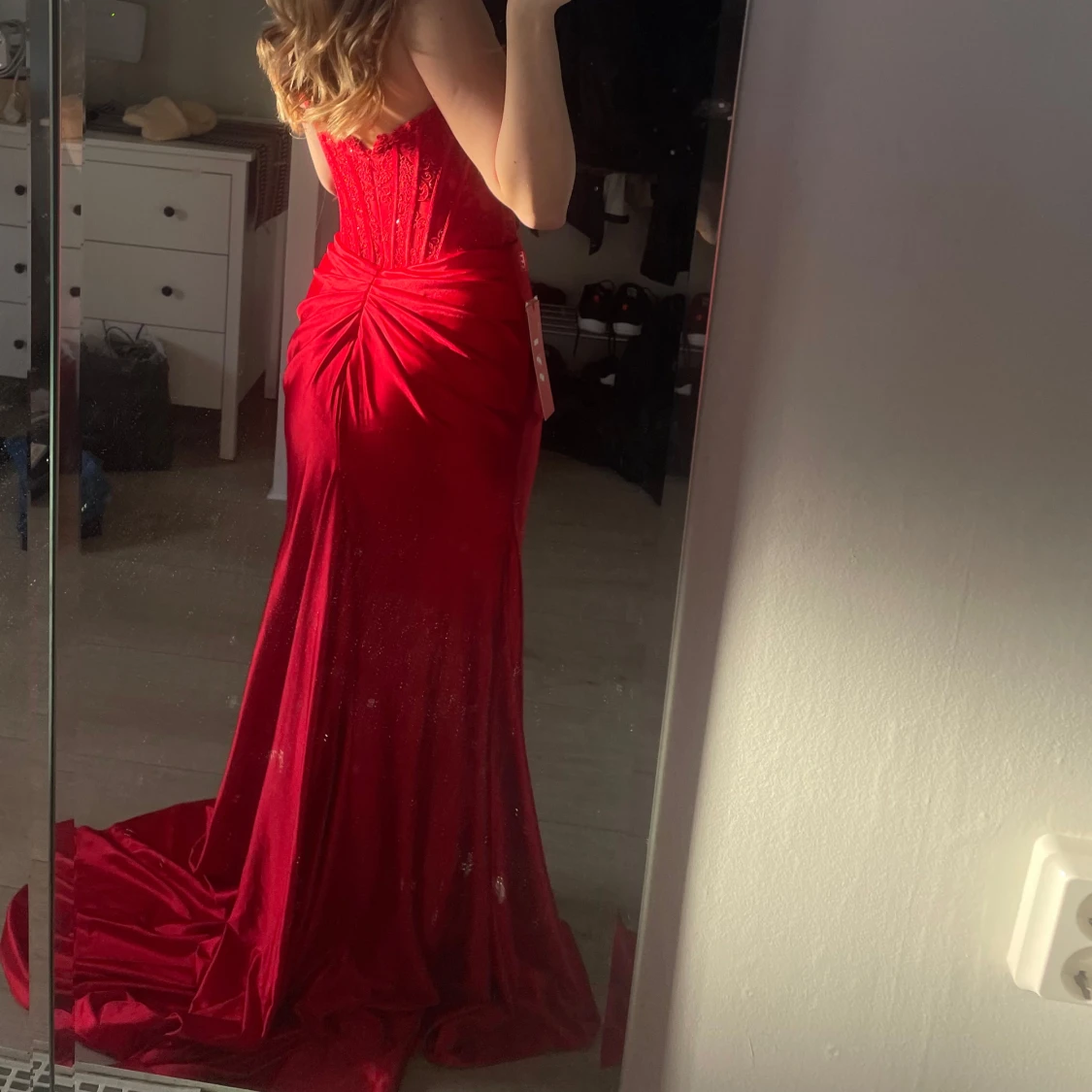 Röd Balklänning med slits - 91