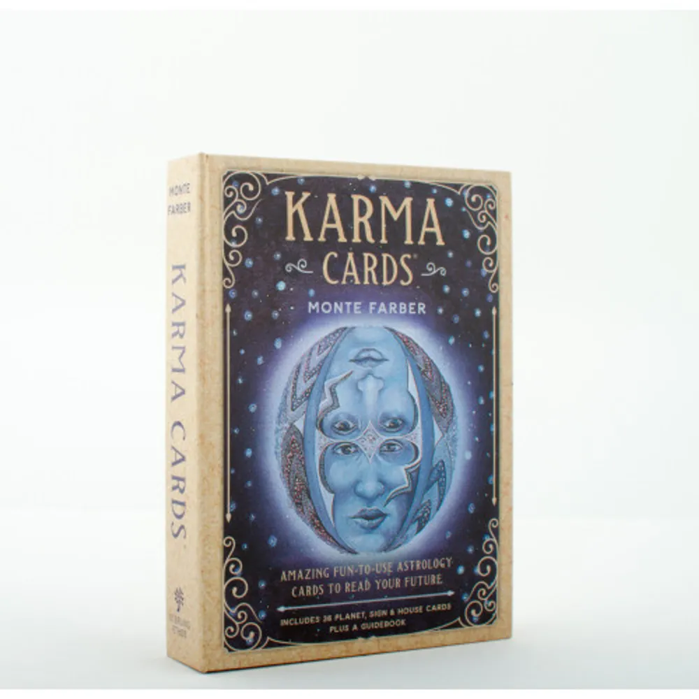 Want to know what your future holds? The answer lies in these 36 amazing cards, created by astrologer Monte Farber. Just shuffle the karma cards; lay a Planet, Sign and House card side by side; and read across the red or blue panels. Every response features three levels of information: spiritual, mental and physical. The response can guide you through everyday decision making and, even more important, help you communicate with your 'Higher Self - that part of our being that actually chooses to undergo certain experiences in order to explore our full potential. The kit includes a 96-page instruction book with advice on centring yourself, visualising the situation that concerns you, phrasing your query and more.. Böcker.