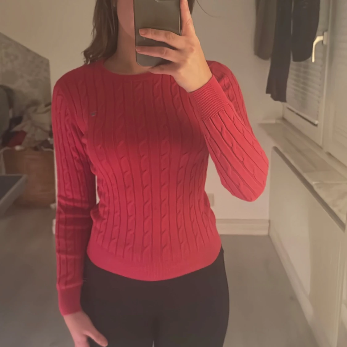 Ceris/röd kabelstickad tröja från Gant - 90