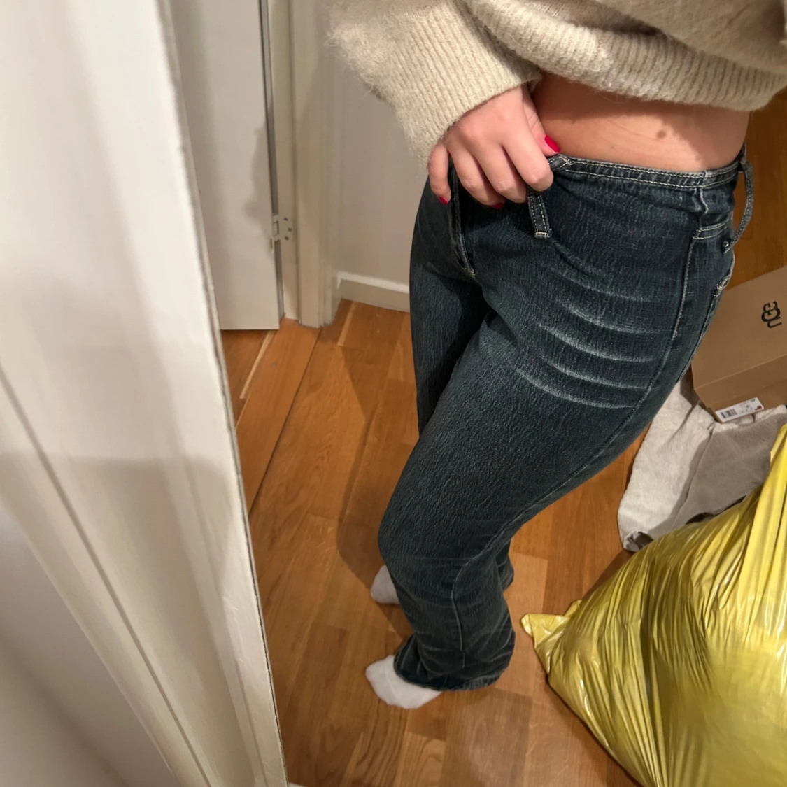 Blå jeans med hög midja - 90