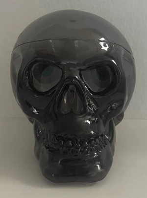 Svart dödskalle maskeradaccessoar - Cool dödskalle i svart plast, perfekt som accessoar till maskerad eller cosplay. Skallen har tydliga detaljer och en blank finish som ger en mystisk och edgy look. Passar till halloween eller temafester där du vill sticka ut.