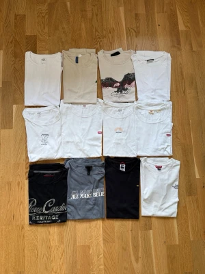 12-pack t-shirts - Jag har nu rensat ur garderoben och säljer följande:  7 vita t-shirts 2 beigea t-shirts 2 svarta t-shirts 1 grå t-shirts  I stort sett allt är i storlek M, något kan vara i L/XL men är väldigt litet i storleken.  335:- för alla 12! (annars 30:-/st)