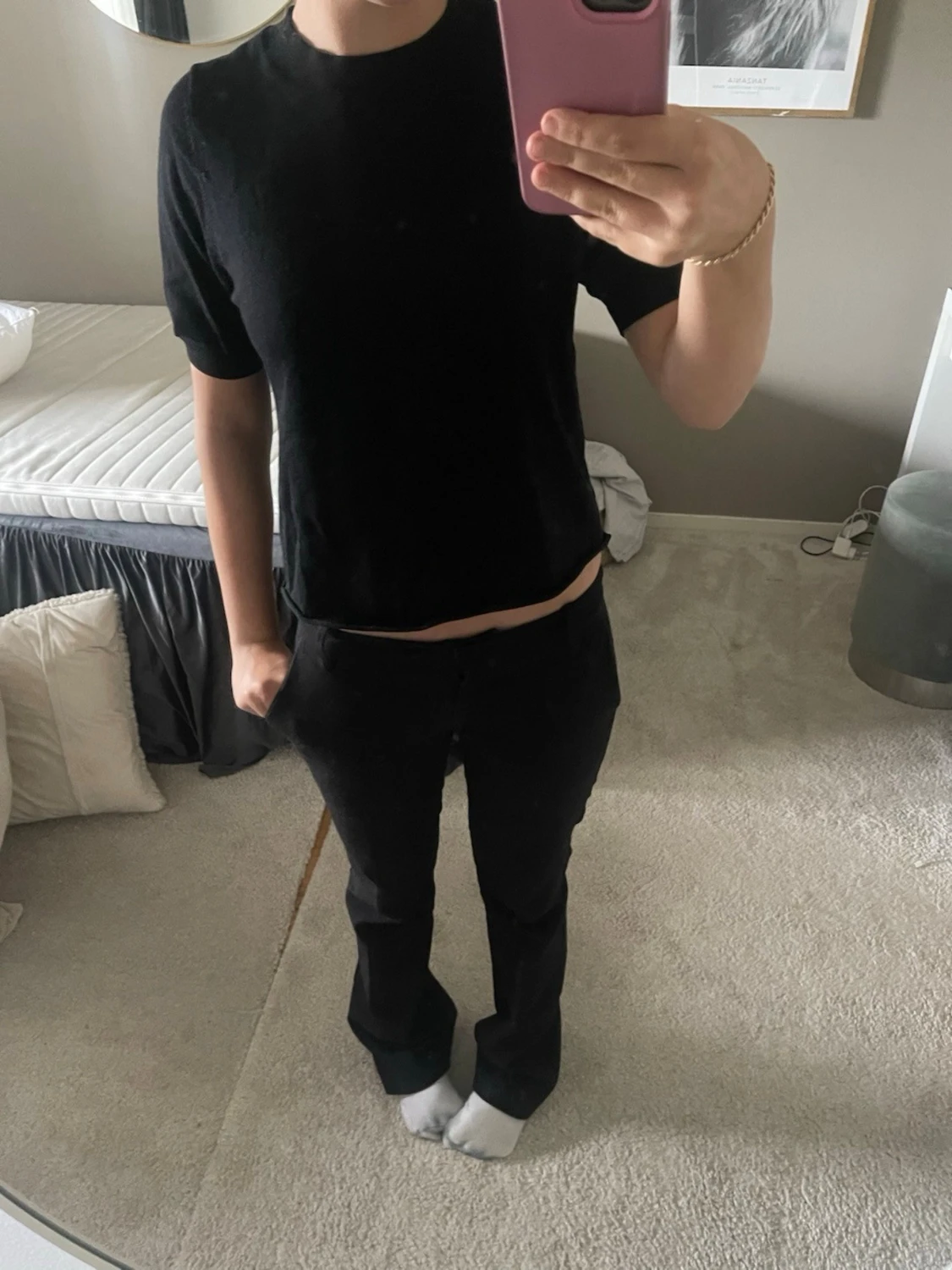 Svart croppad t-shirt - 1