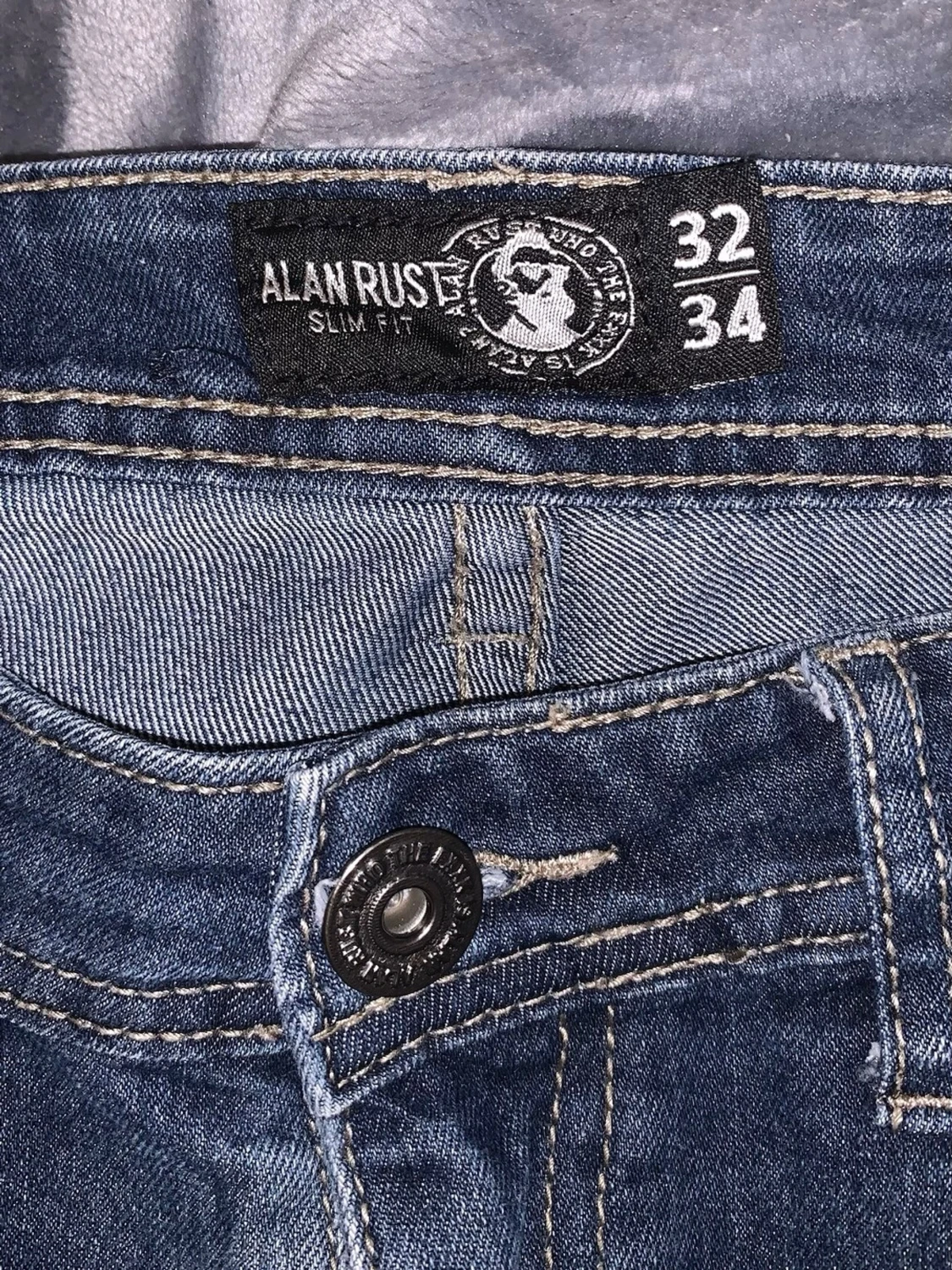 vintage mörkblå slim fit jeans - 3