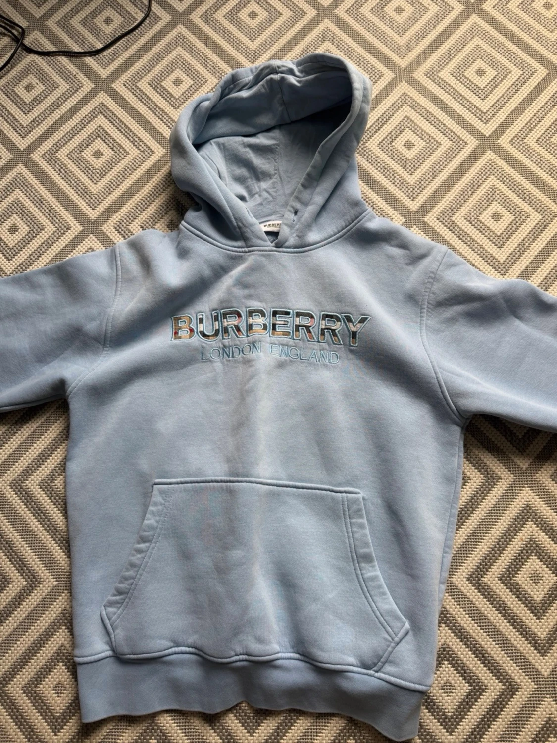 Ljusblå Burberry hoodie med tryck - 1