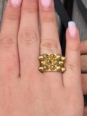 Guldfärgad rostfritt armband med nitar - Jag säljer min Edblad ring då den aldrig kommer till användning. Originalt kostar den 400 men säljer för 200.