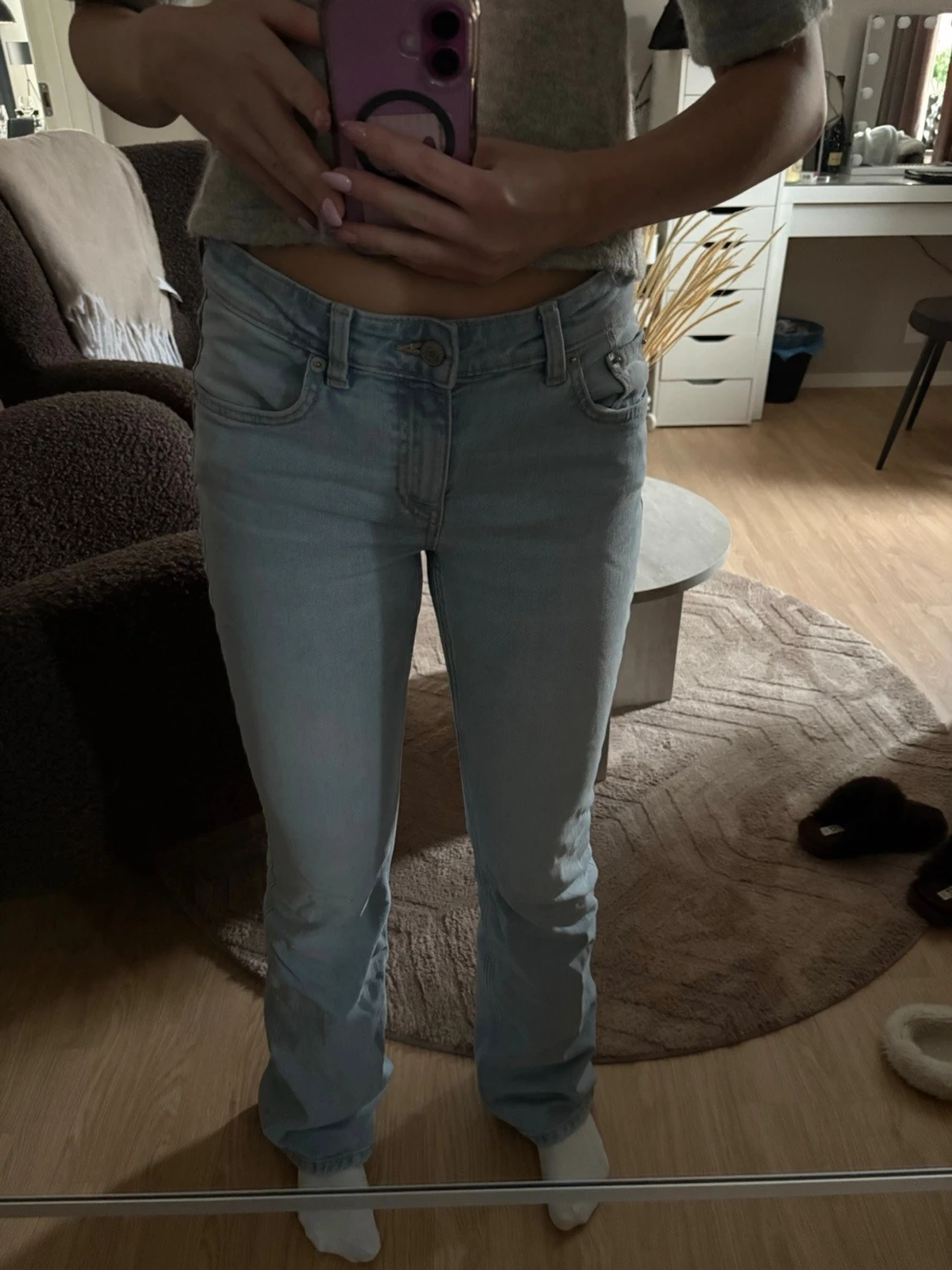 Ljusblå bootcut jeans - 2