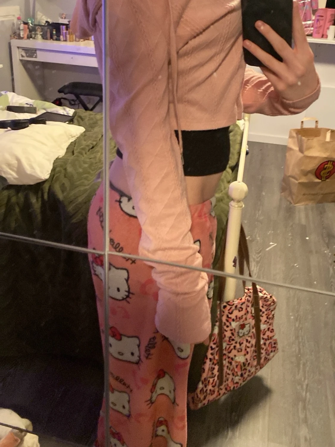 Rosa croppad hoodie med dragkedja - 2