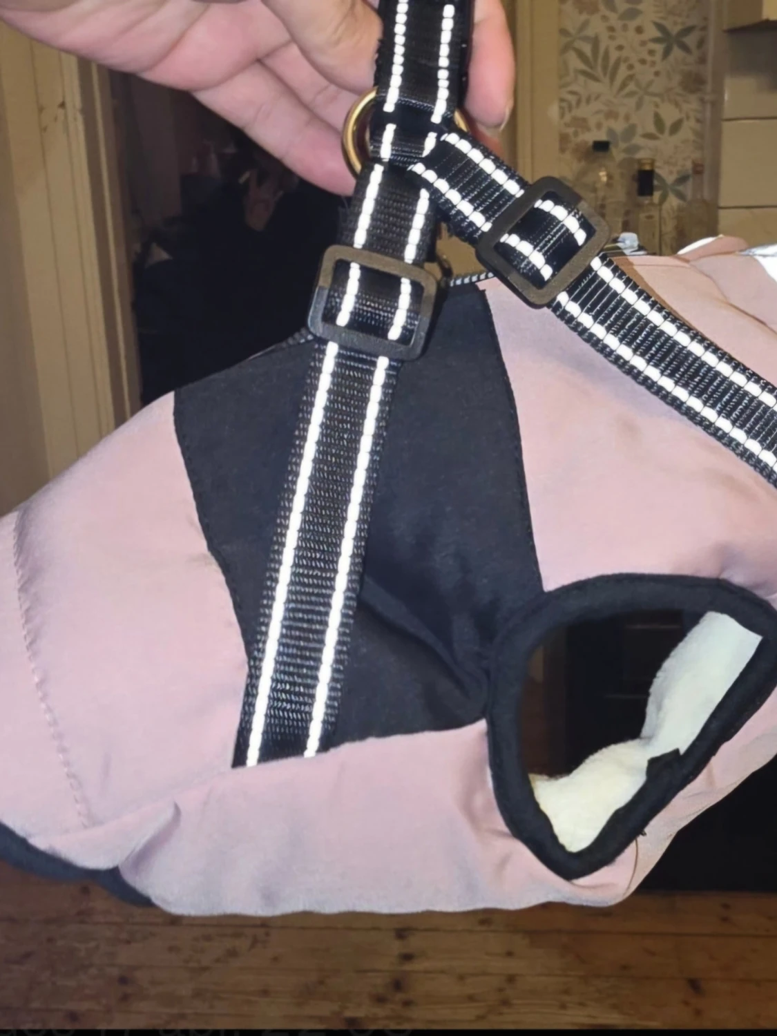 Vaderad hundväst, Rosa och svart  med reflex