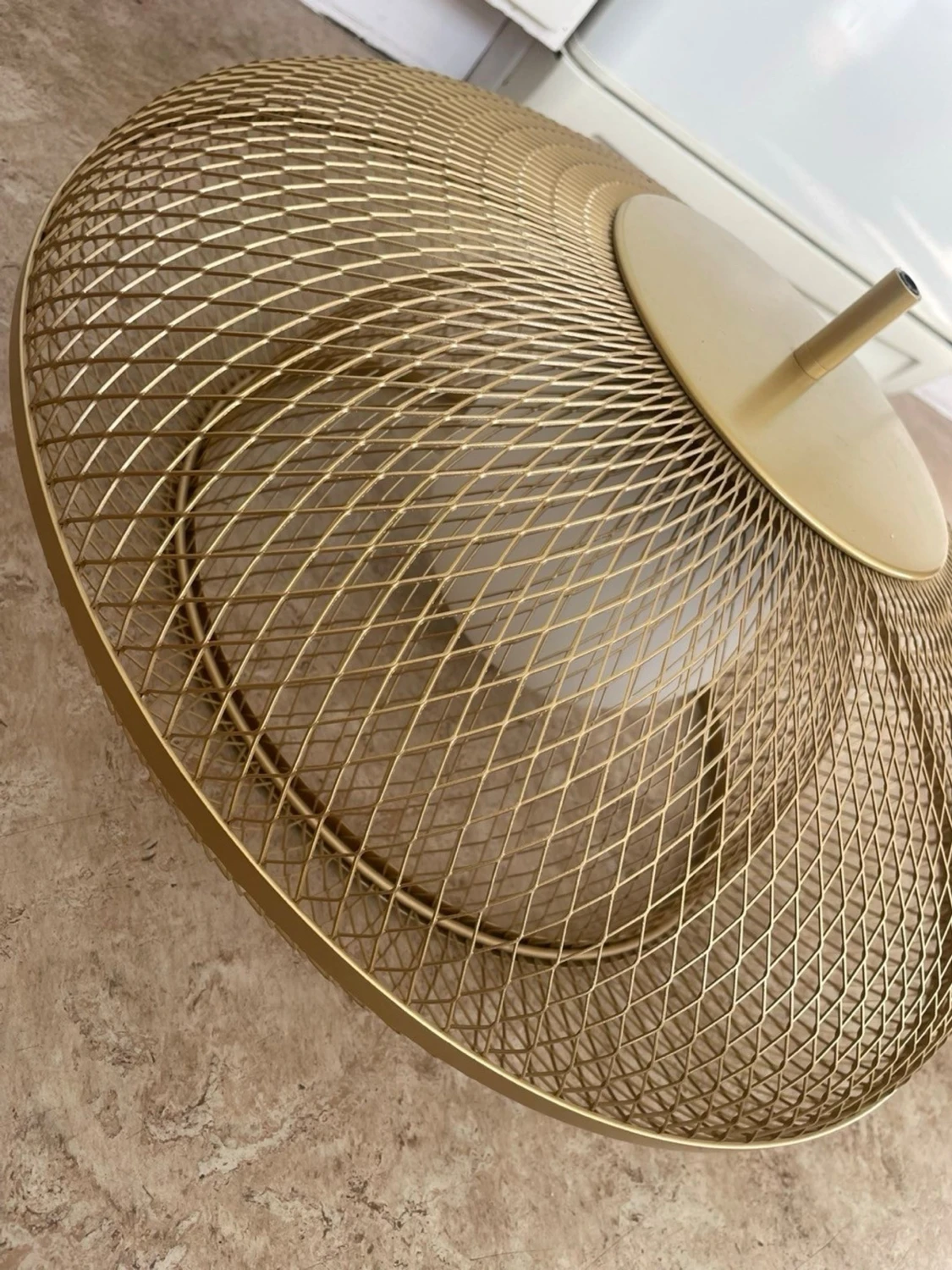 Guldig lampskärm i metallnät - 3