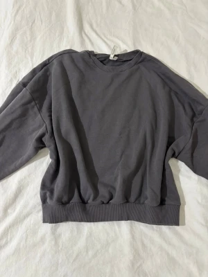 Mörkgrå sweatshirt från Nelly - En basic mörkgrå sweatshirt från NLY Trend i storlek XS. Tröjan har rund halsringning, långa ärmar och ribbade muddar vid ärmslut och nederkant. Perfekt för en avslappnad look. Aldrig använd! 🧸🤎